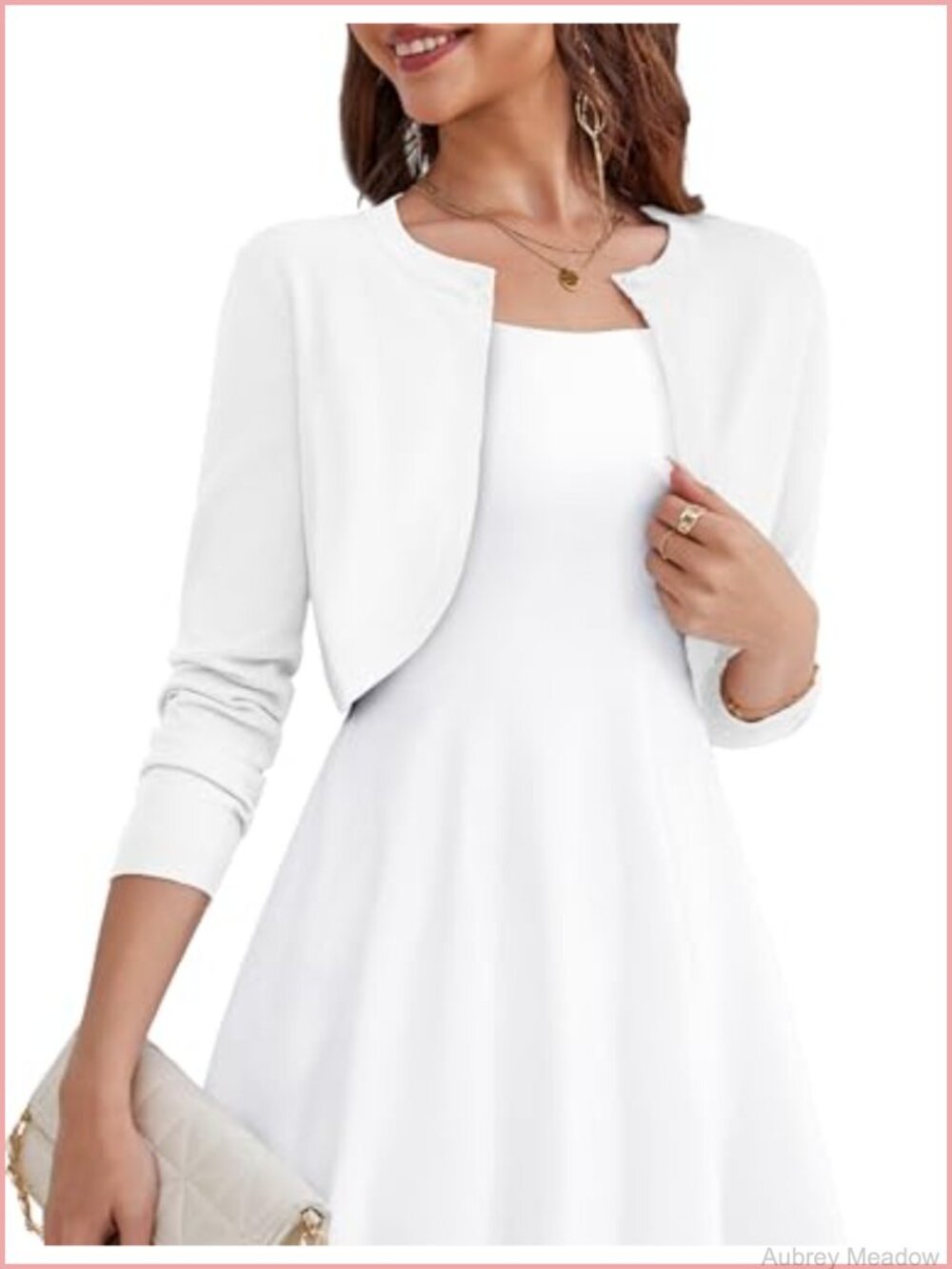 Cropped Cardigan Open Front Bolero Shrugs Long Sleeve